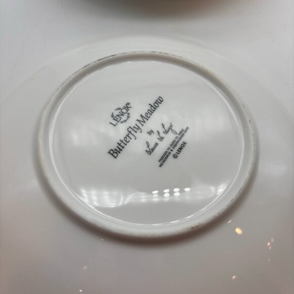 Vintage Lenox Butterfly Meadow Floral Butterfly Ceramic 6" Snack Plates Set of 8 - Picture 12 of 16